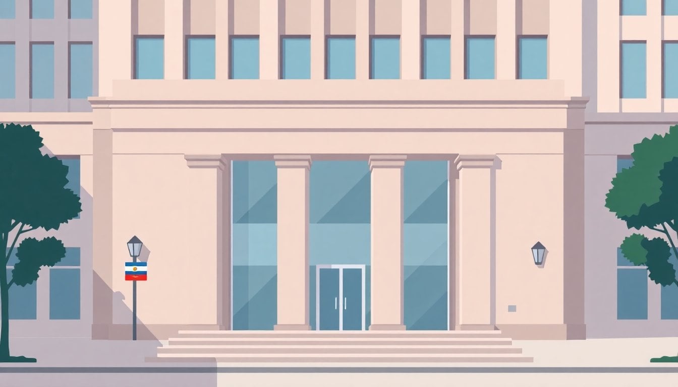ARCA Argentine tax agency building facade Buenos Aires, government office exterior, midday light