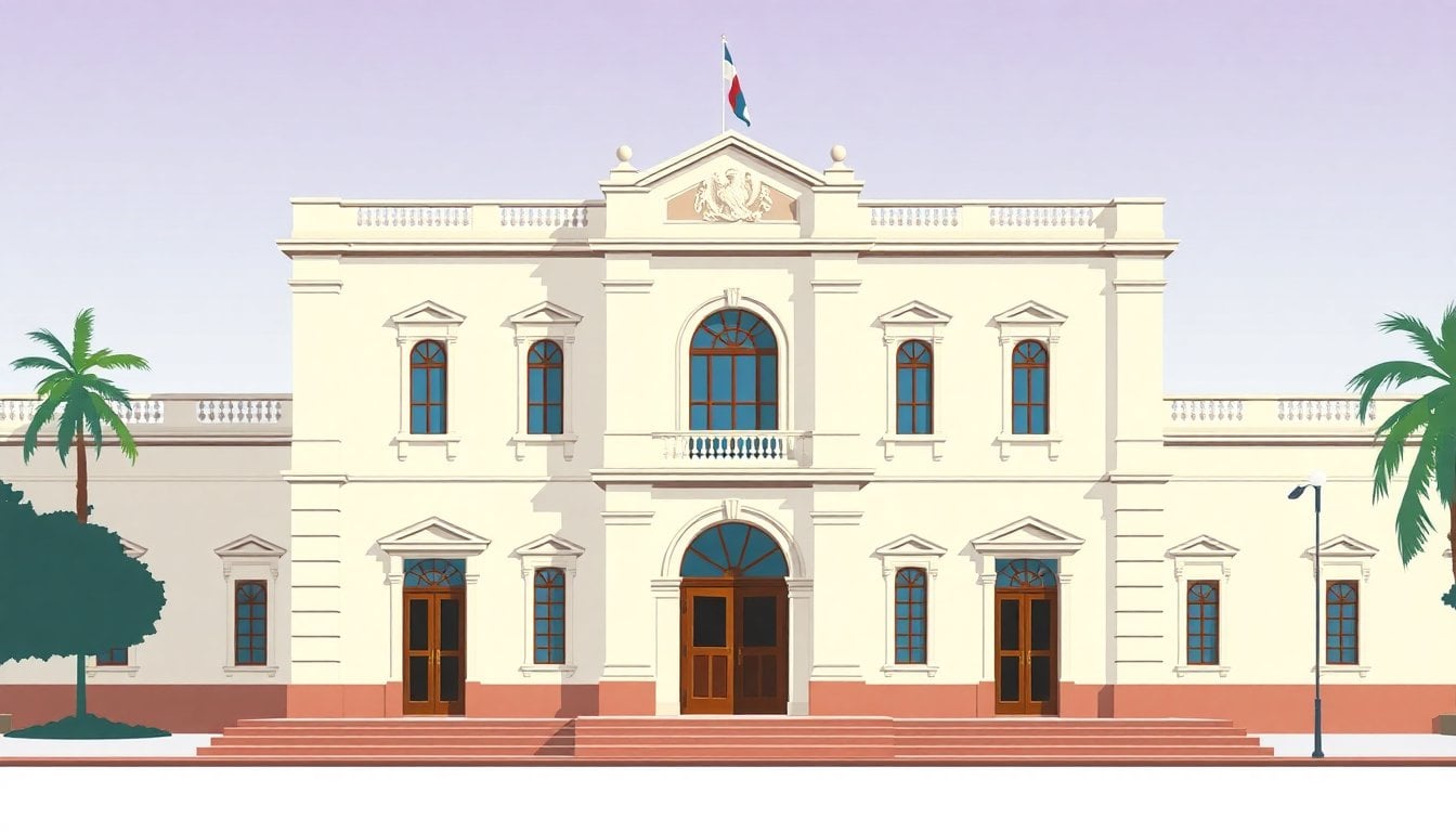 Casa de Gobierno de Tucumán facade exterior, colonial architecture, Argentine provincial government building, daylight