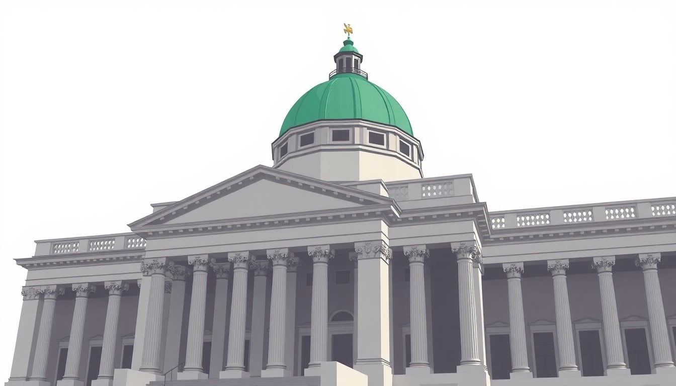 Argentine Congress building exterior columns and green dome, Buenos Aires, daytime