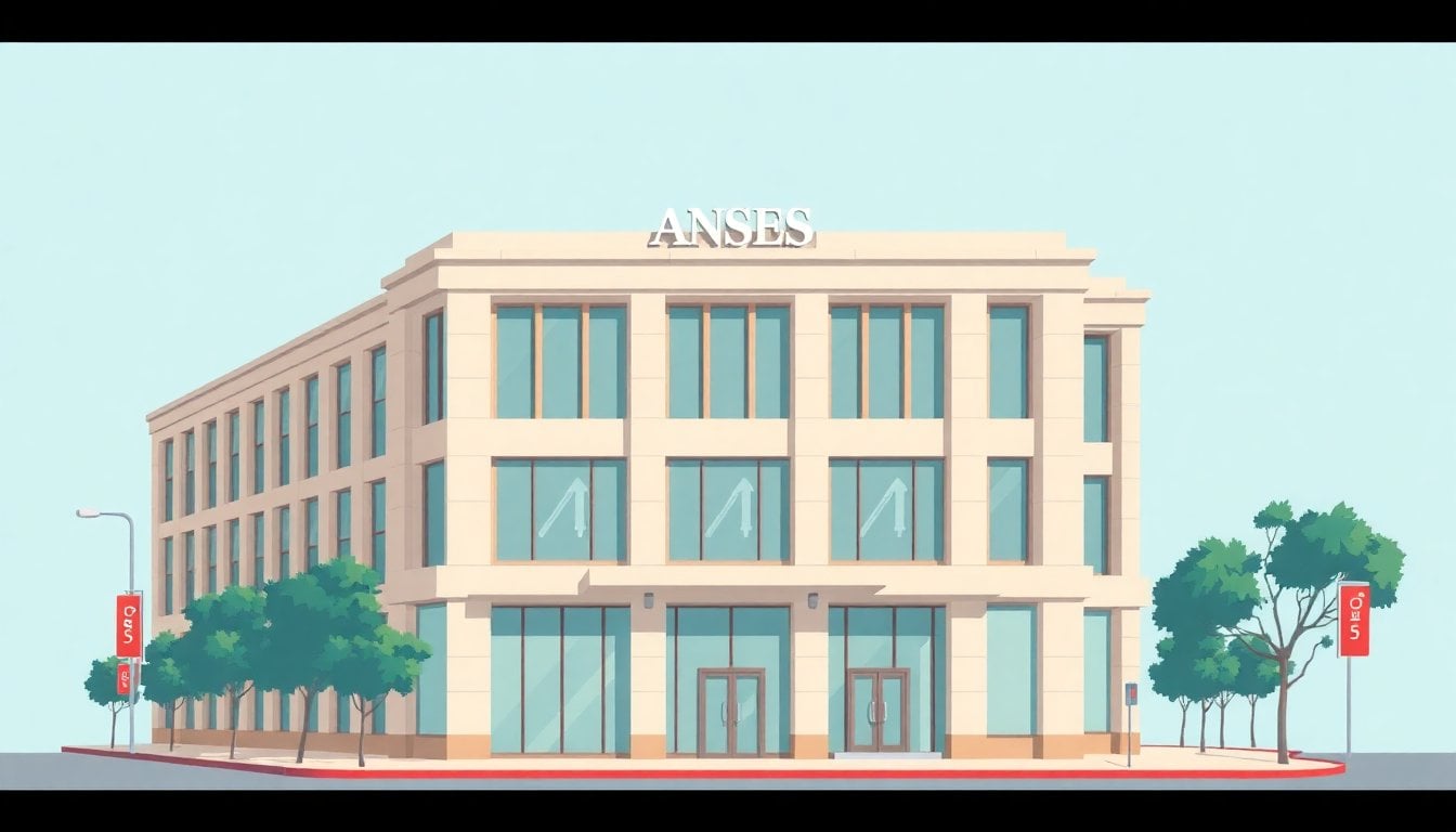 ANSES building facade in Buenos Aires, exterior architecture, daytime, no people