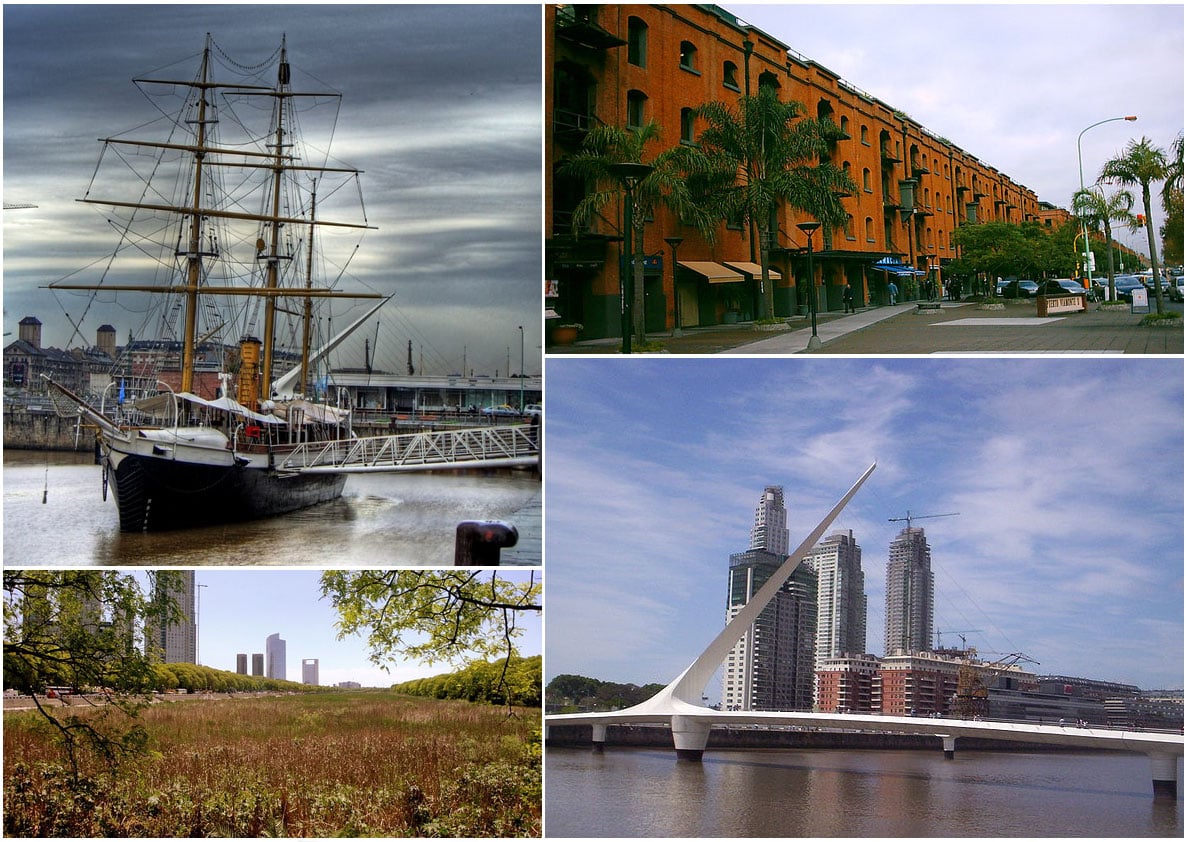 Photo montage of the Buenos Aires district of Puerto Madero