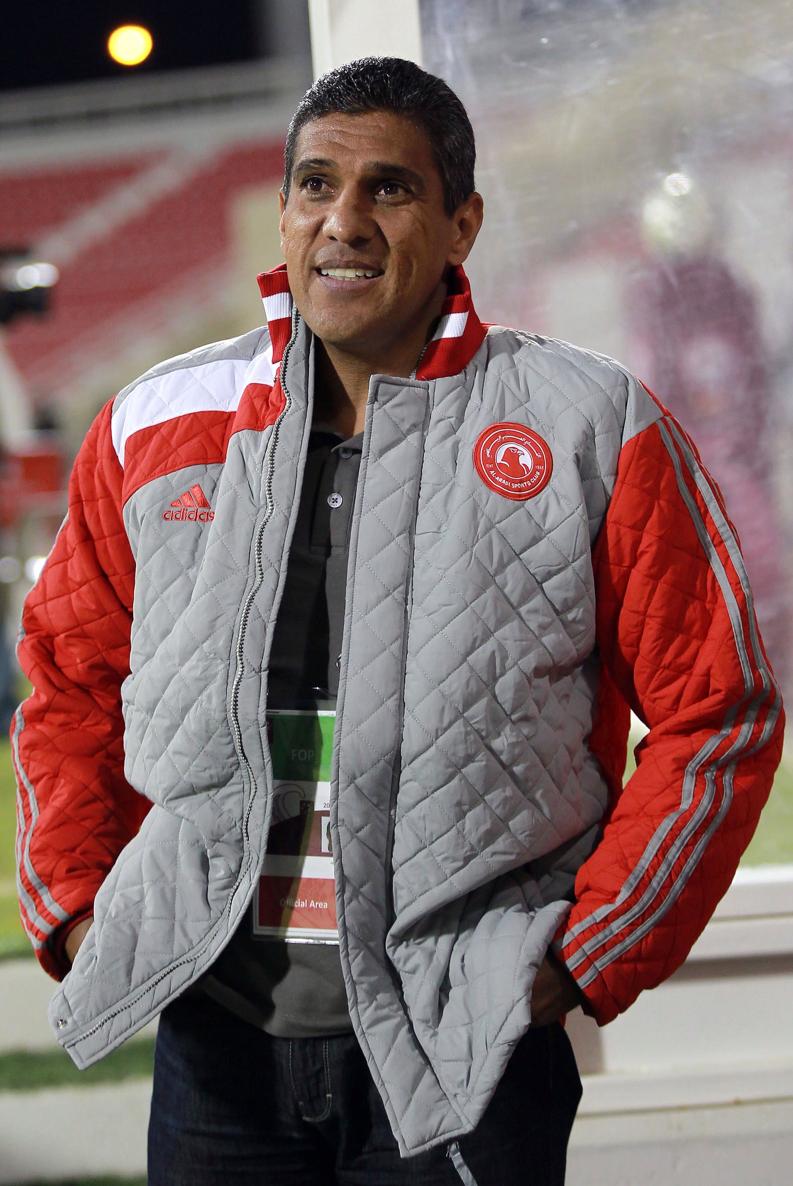 Al Arabi's Brazilian coach Paulo Silas prior to the start of their Qatar Stars league match. Pic by AK Bijuraj www.dohastadiumplusqatar.com